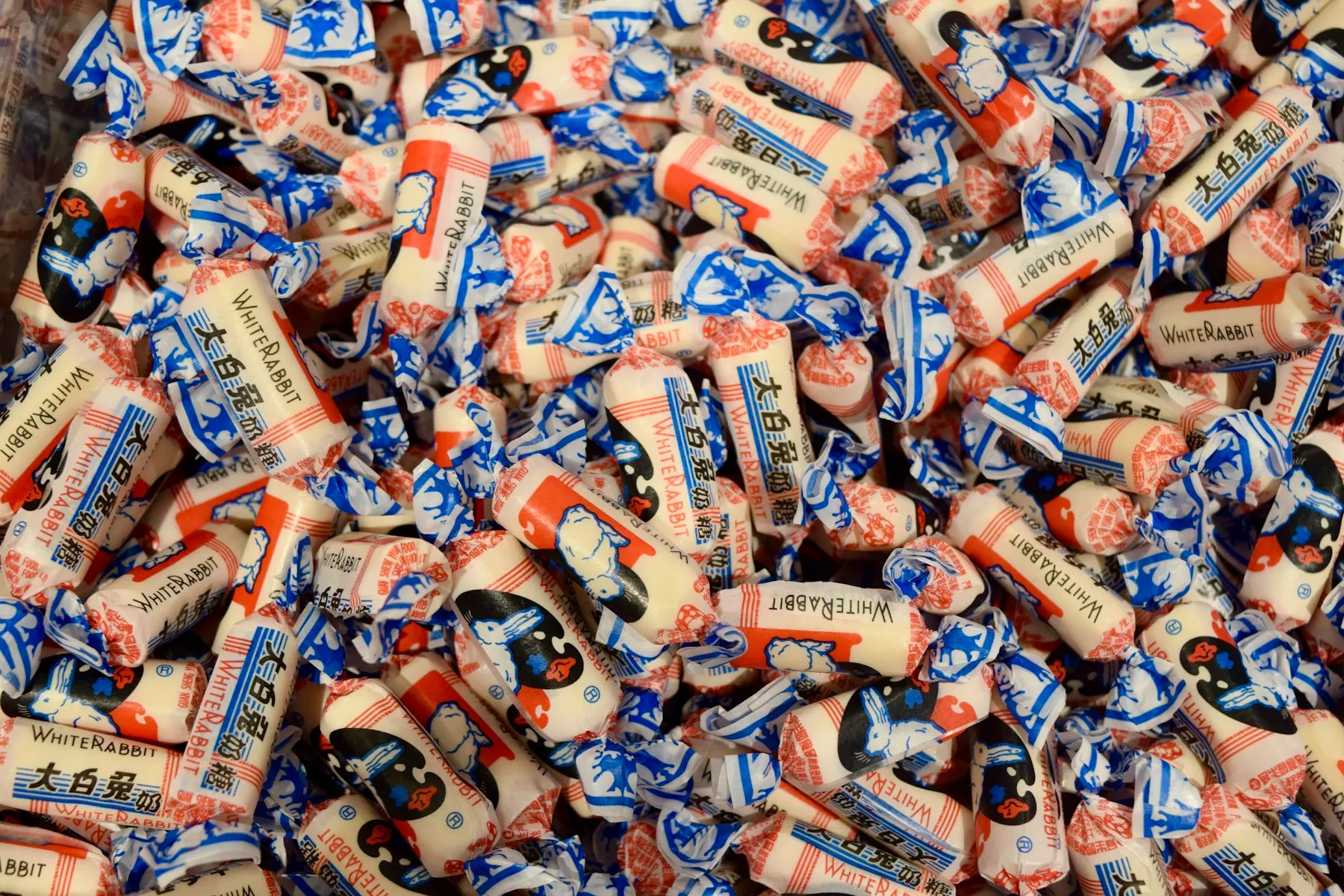 A pile of White Rabbit milk candies